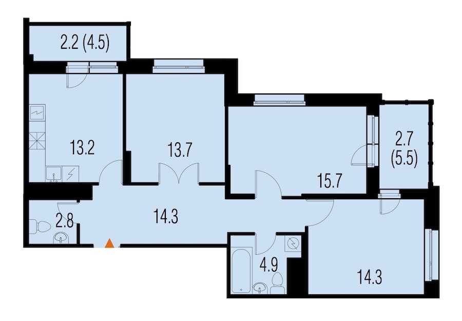 Трехкомнатная квартира в : площадь 83.7 м2 , этаж: 21 – купить в Санкт-Петербурге
